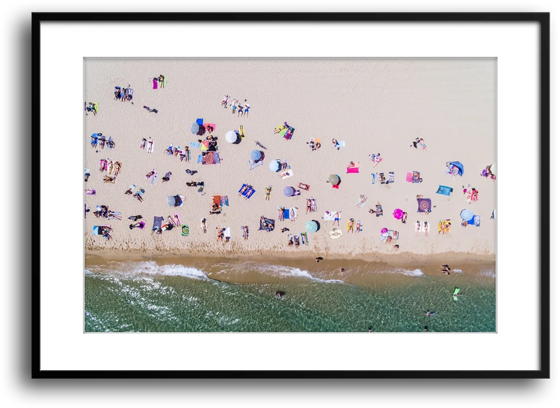 Barcelona from the Air, Barceloneta Beach framed print