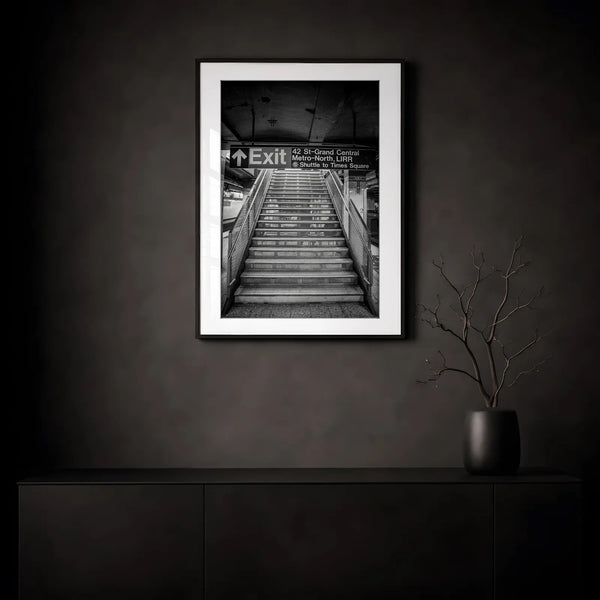 NYC Subway 42 St-Grand Central Exit Stairs — transparent frame mockup, Good Beans NYC.