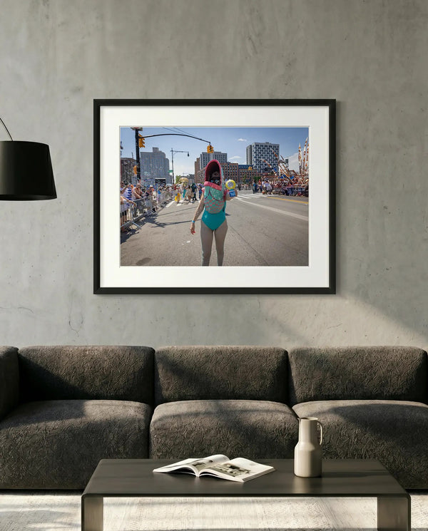 NYC Mermaid Parade Fish Gun — Coney Island — minimalist close-up framed print mockup, Good Beans NYC.