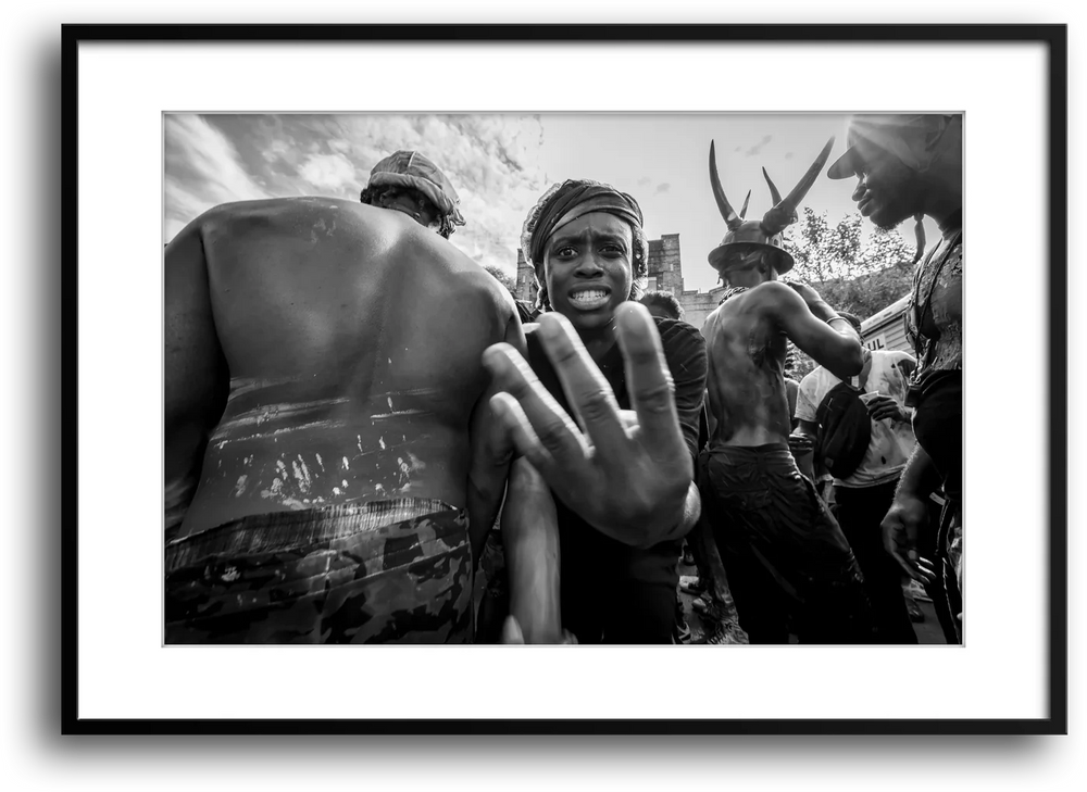 NYC J'Ouvert Boy Hand Sign framed print