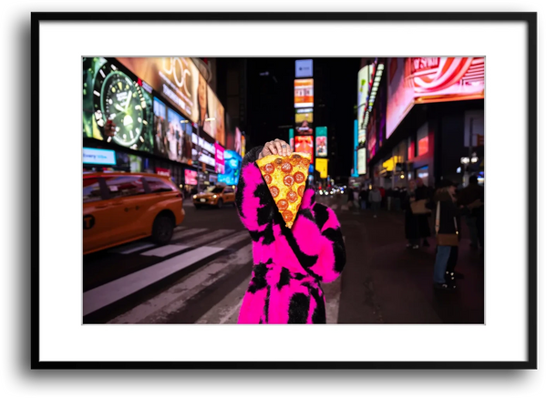 NYC New York in a Time of Pizza Up Close framed print