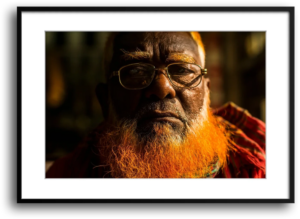 Dhaka Henna-Beard Portrait, Bangladesh framed print