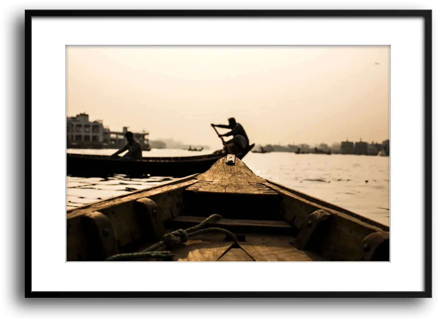 Dhaka Rower at Sunrise, Buriganga River framed print