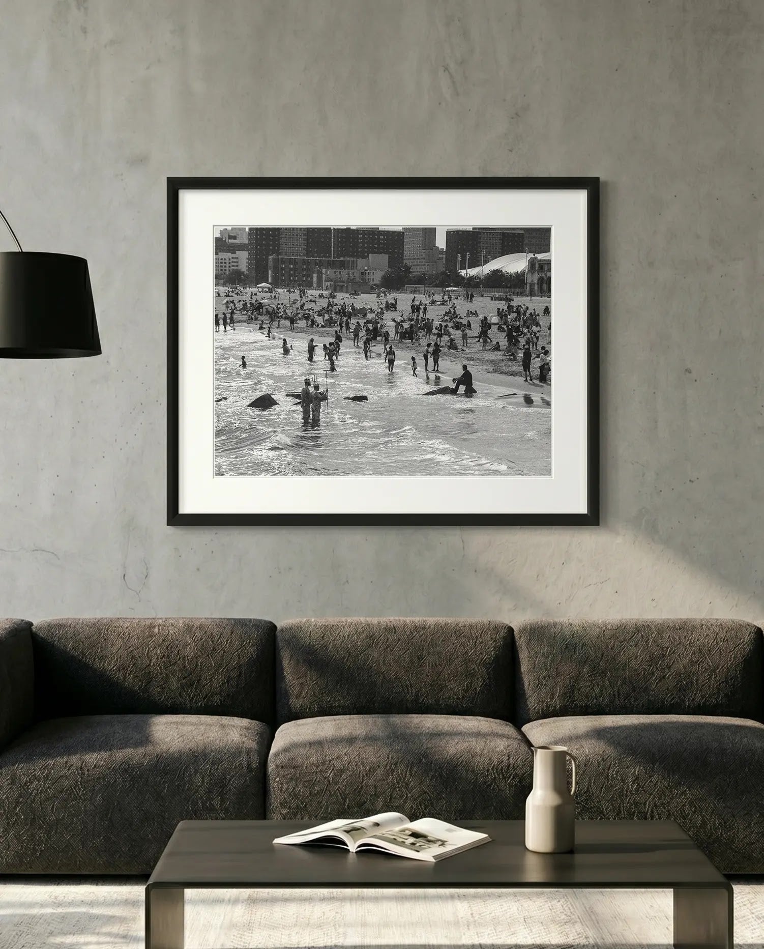 NYC Mermaid Parade Sea Men, Coney Island Surf — minimalist close-up framed print mockup, Good Beans NYC.