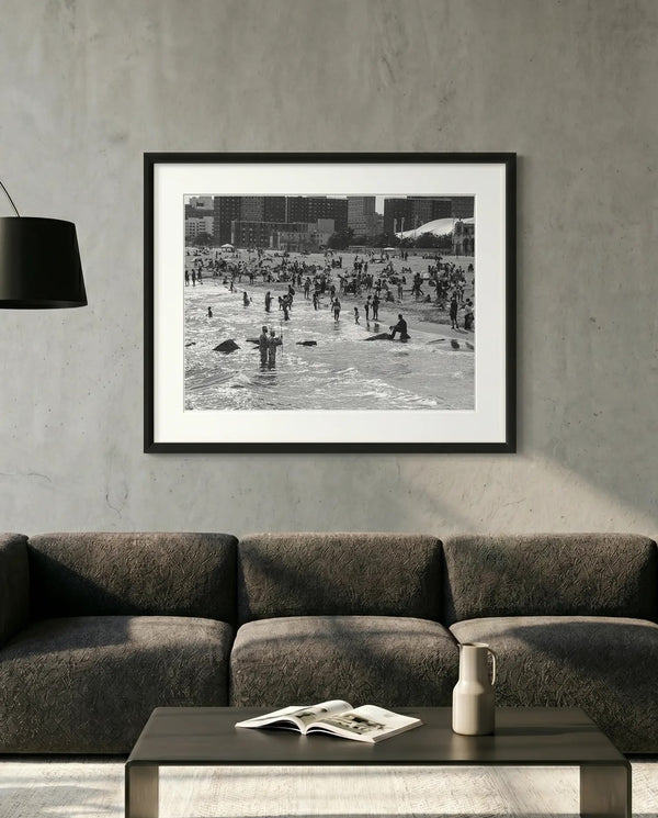 NYC Mermaid Parade Sea Men, Coney Island Surf — minimalist close-up framed print mockup, Good Beans NYC.
