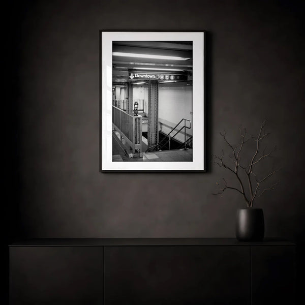 NYC Subway 14th & 8th Downtown ACE — transparent frame mockup, Good Beans NYC.