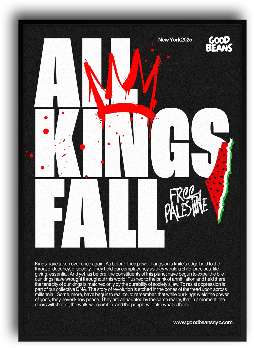 All Kings Fall Poster — Free Palestine