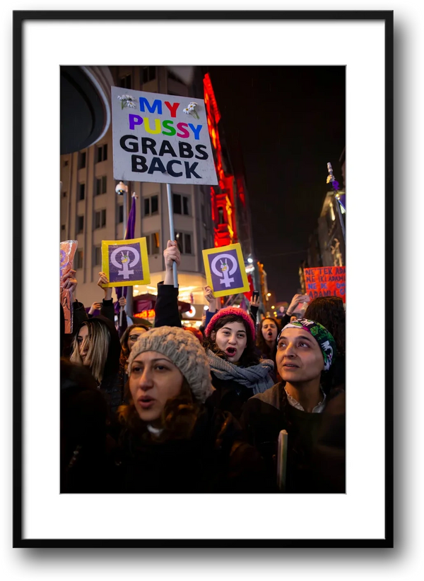 Istanbul Women's March, My Pussy Grabs Back Sign