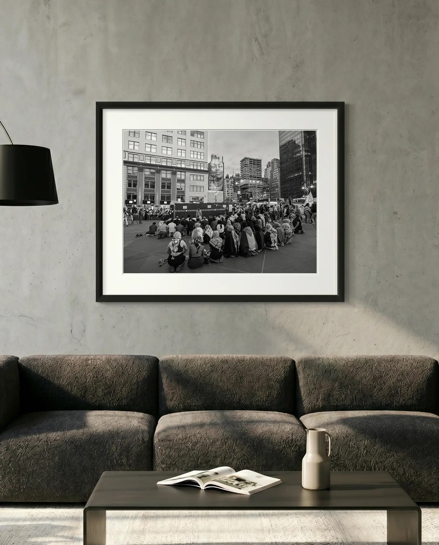 NYC Pro Palestine Prayer #2 — minimalist close-up framed print mockup, Good Beans NYC.