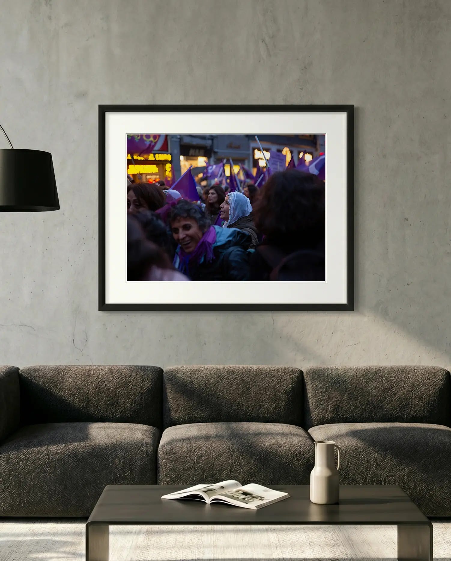 Istanbul Women's March Old Lady, Istiklal Avenue — minimalist close-up framed print mockup, Good Beans NYC.