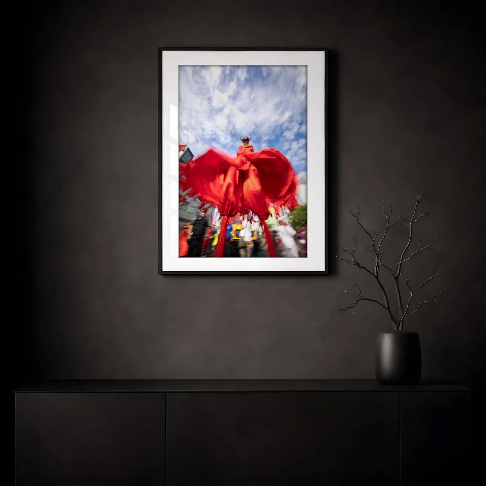 NYC J'Ouvert Red Devil Stilt Walker framed print