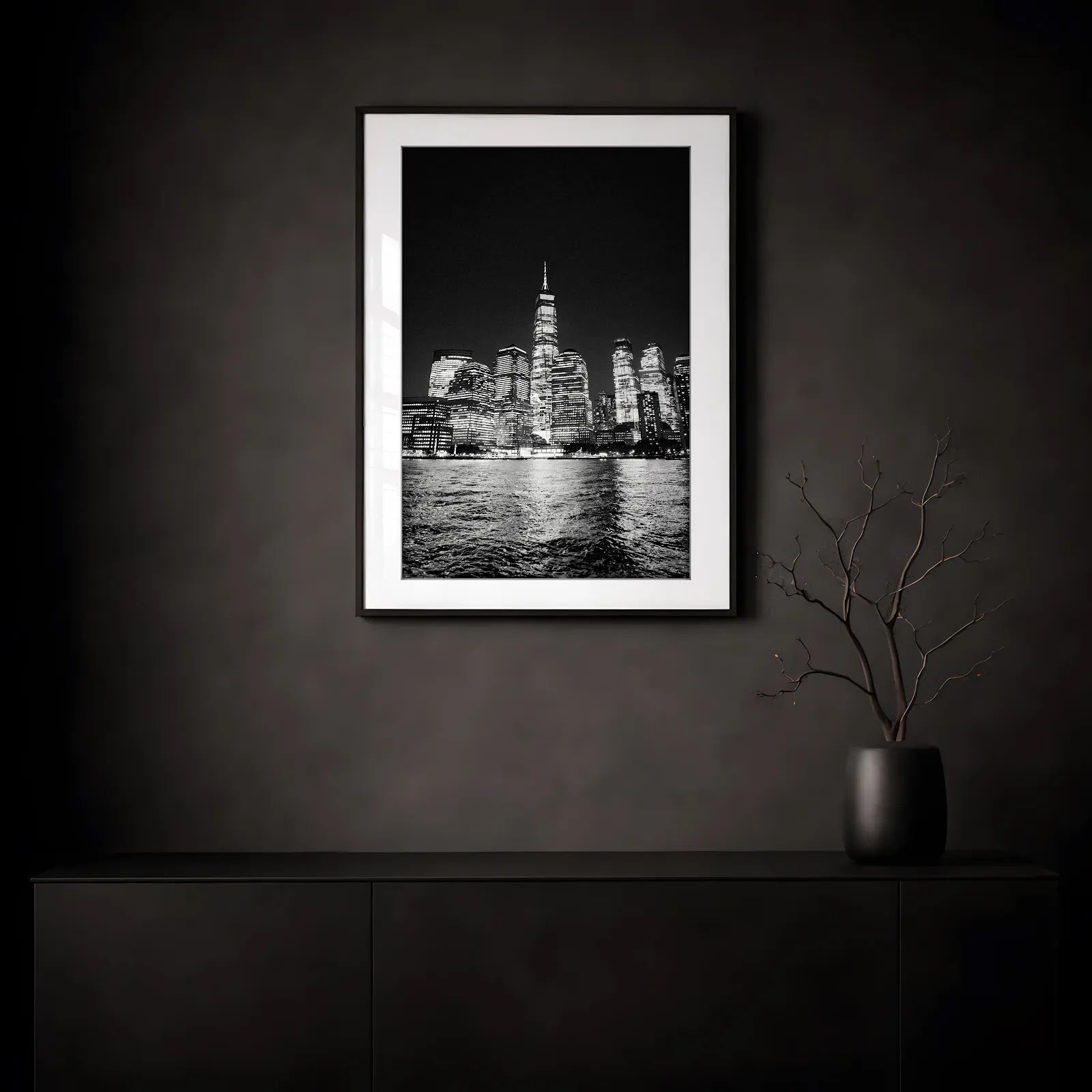 NYC Freedom Tower from the Hudson, Manhattan — transparent frame mockup, Good Beans NYC.