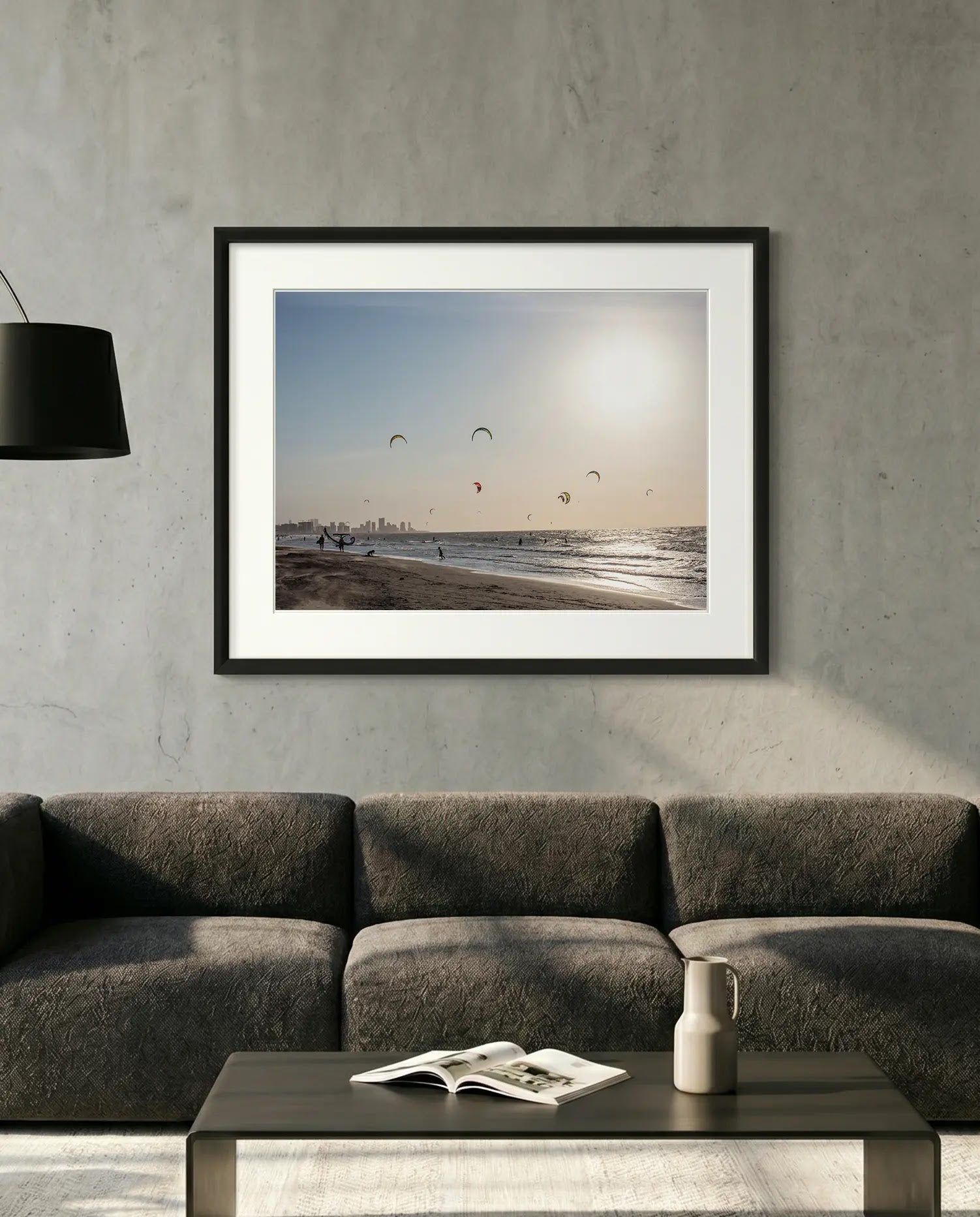 Cartagena Kite Beach — Colombia — minimalist close-up framed print mockup, Good Beans NYC.
