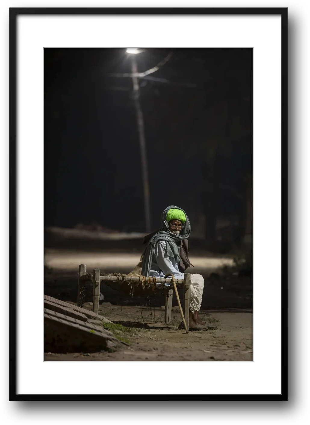 India Man Under Streetlight, Jodhpur