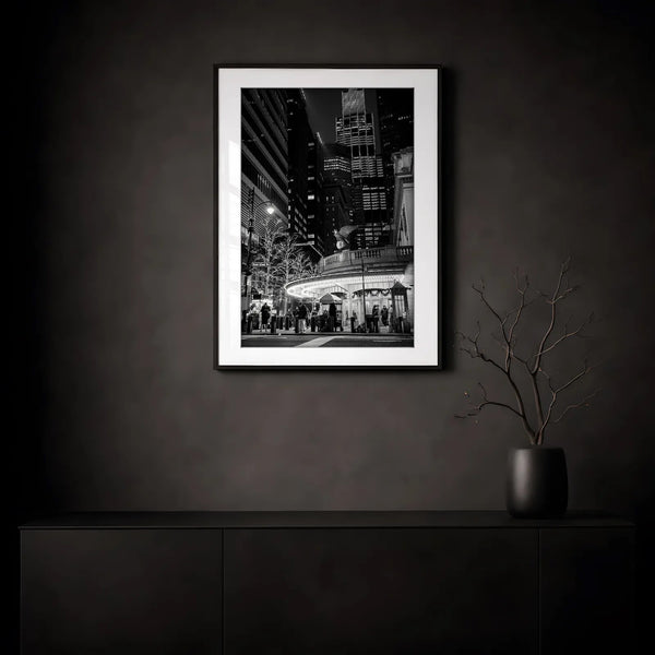 NYC Grand Central at Night, East 42nd Street — transparent frame mockup, Good Beans NYC.
