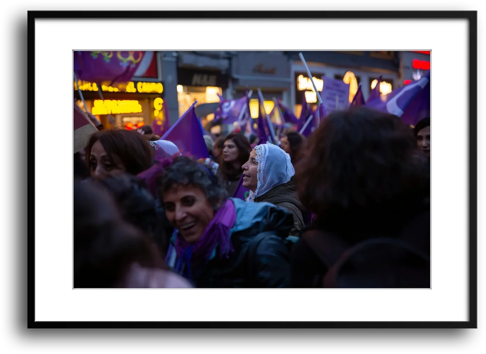 Istanbul Women's March Old Lady, Istiklal Avenue framed print