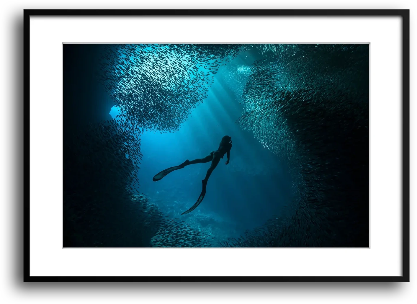 Free Diver Off Mexico Coast framed print