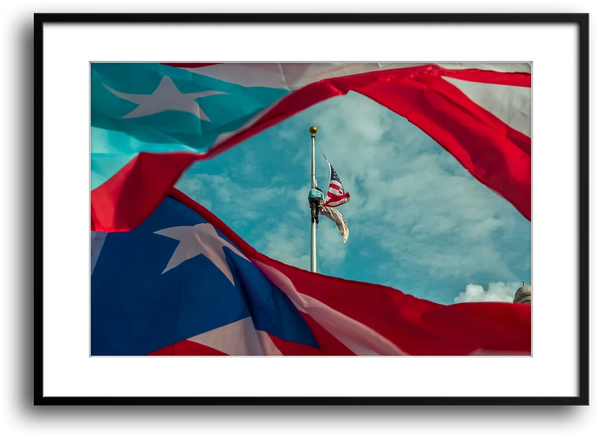 Puerto Rican Flag, American Flag at Half Mast, San Juan