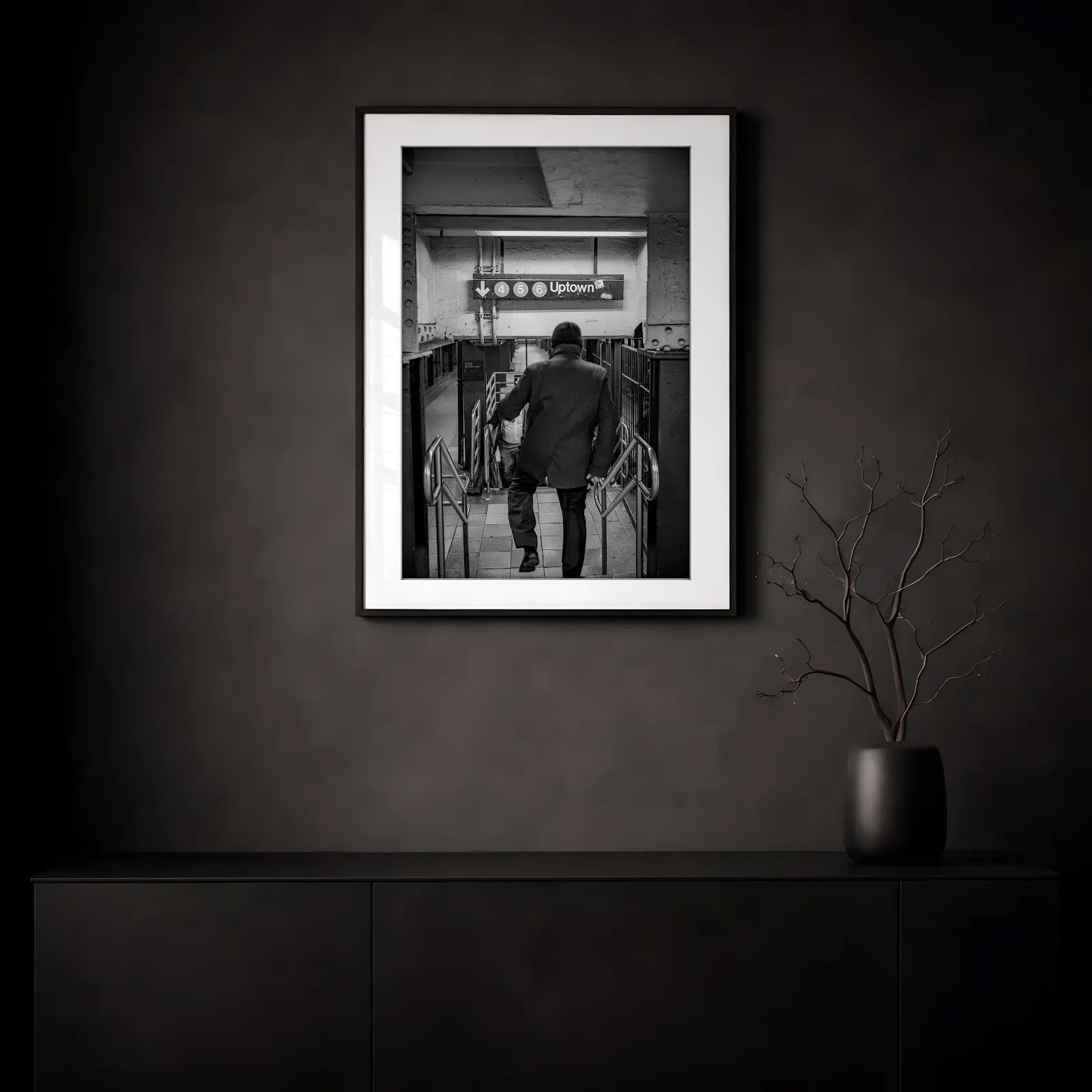 NYC Subway 456 Man Rushing — transparent frame mockup, Good Beans NYC.