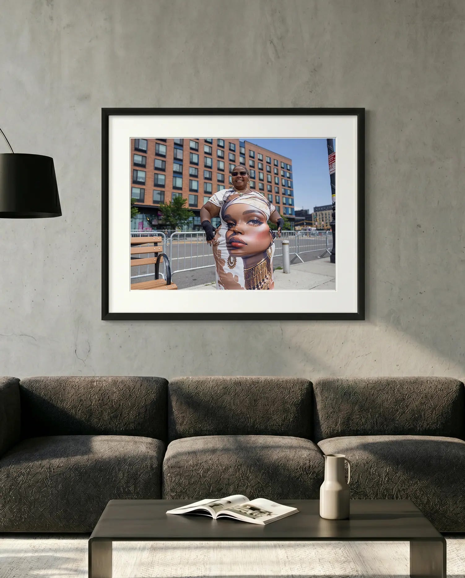 NYC Mermaid Parade Queen Dress, Coney Island — minimalist close-up framed print mockup, Good Beans NYC.