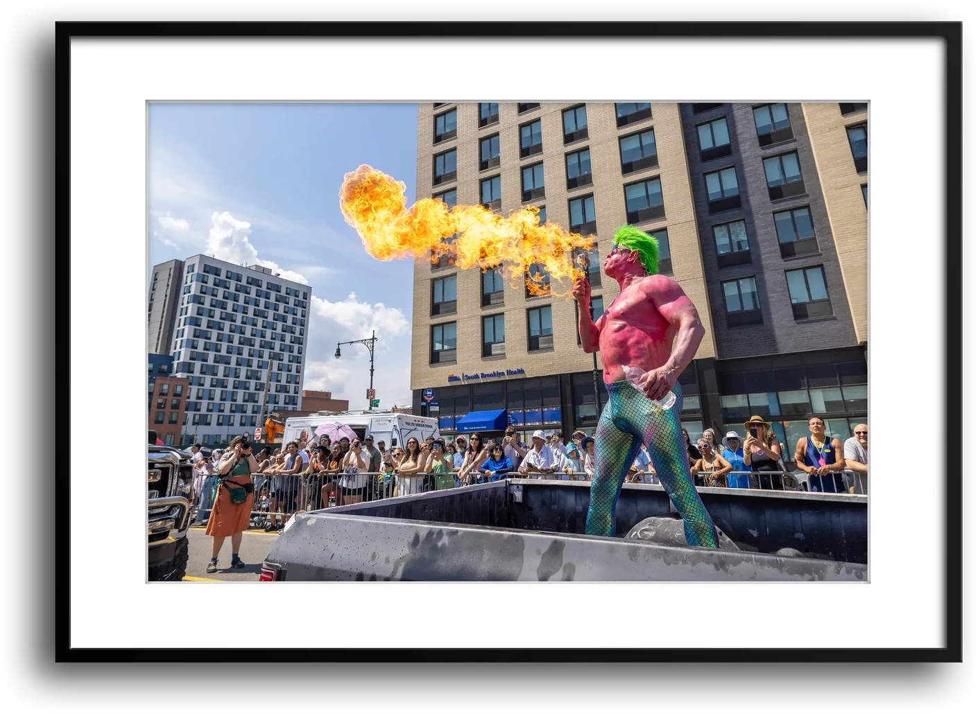 NYC Mermaid Parade Fire-Breather framed print