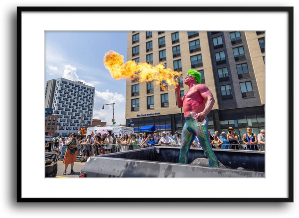 NYC Mermaid Parade Fire-Breather framed print