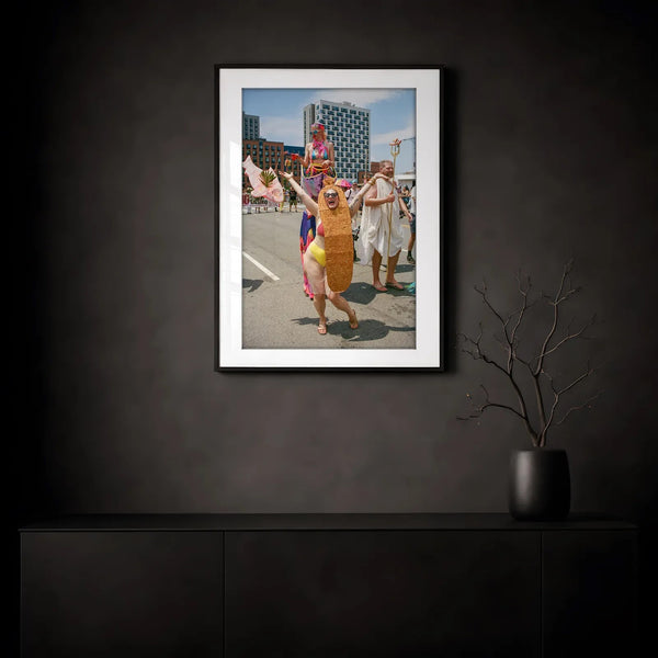 NYC Mermaid Parade Hot Dog Girl framed print