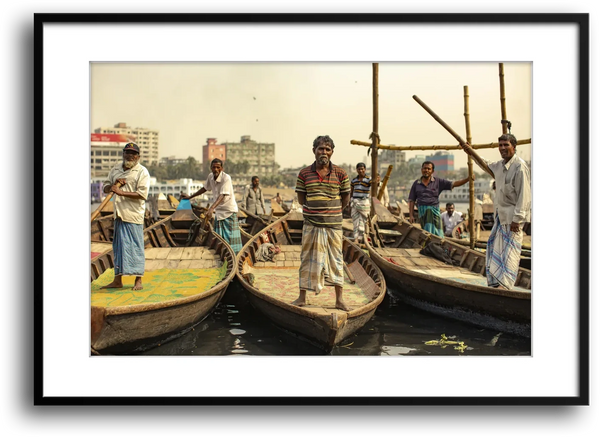 Dhaka Boat Men, Buriganga River framed print